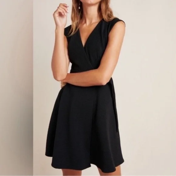 Anthropologie Hutch Ronnie Black Wrap Dress Mini Size XS - Picture 1 of 10